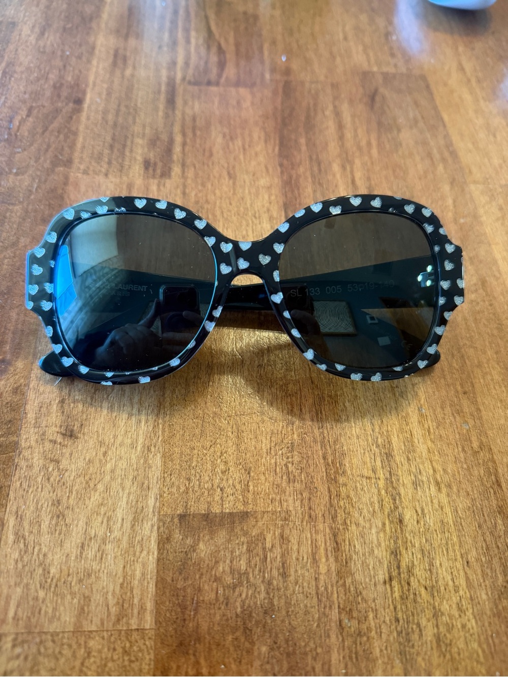 Saint Laurent Black with Silver Hearts Large Sunglasses